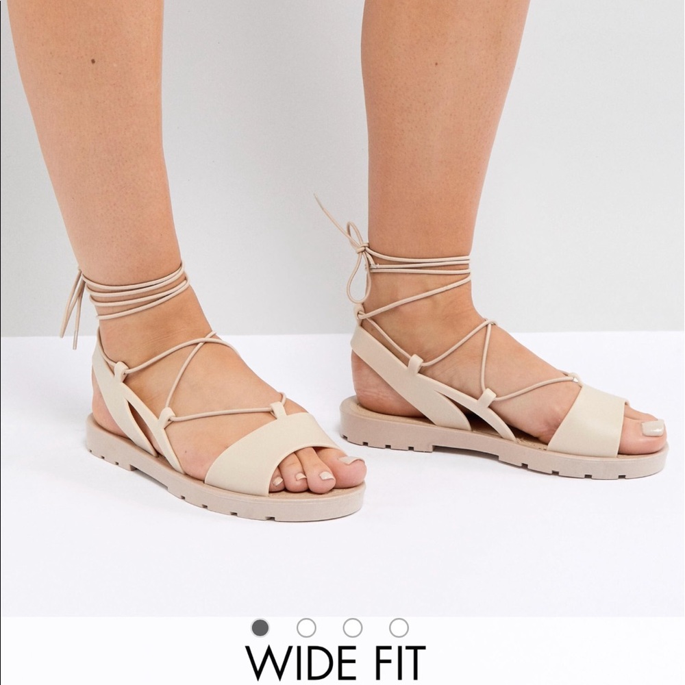 Nude JELLY Lace-up Peep Toe sandals (WIDE FIT)